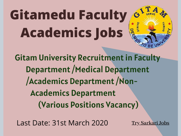 Gitamedu Faculty Academics Jobs