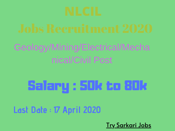 NLCIL Jobs Recruitment 2020
