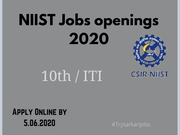 NIIST Jobs openings 2020