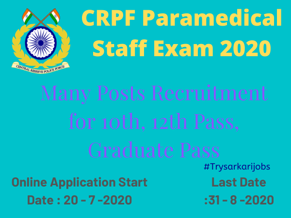 CRPF Paramedical Staff Exam 2020