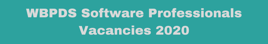 WBPDS Software Professionals Vacancies