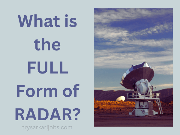 What is the RADAR Full Form in English
