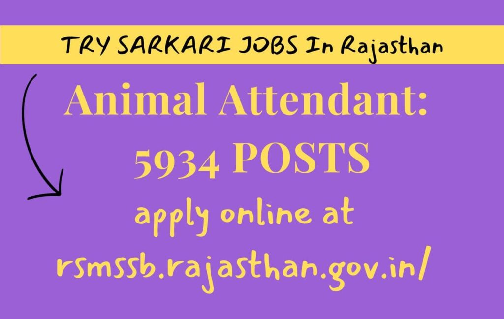 RSMSSB Animal Attendant Vacancy 2024 Apply Online