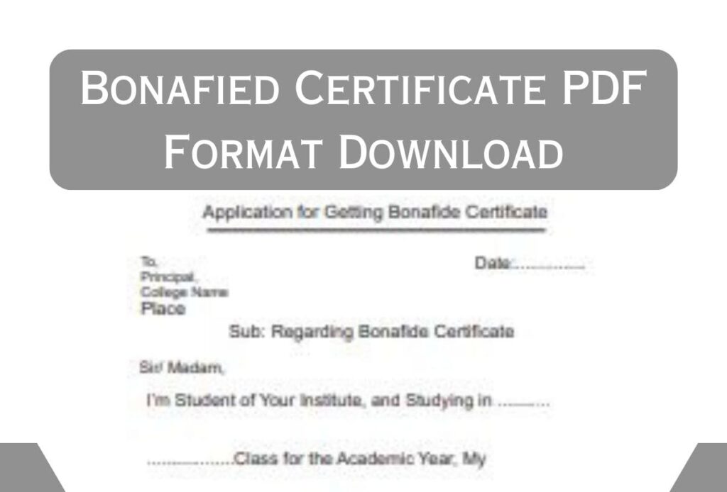 Bonafied Certificate PDF Format download